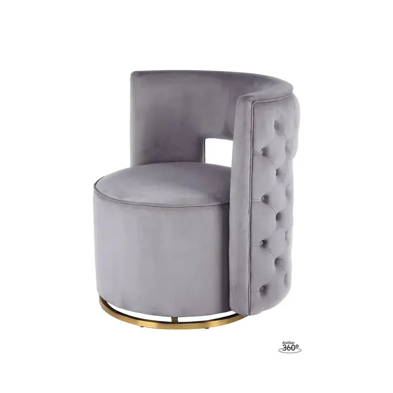 Sessel – Grauer Samtbezug, Goldfarbene Akzente, Elegante Silhouette, 77,5 cm - Beverly 125 | Kayoom