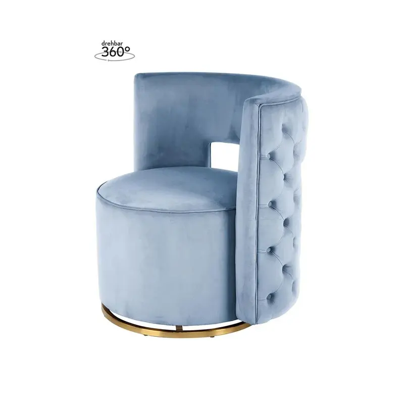 Sessel – Hellblauer Samtbezug, Goldfarbene Akzente, Elegante Silhouette, 77,5 cm - Beverly 125 | Kayoom