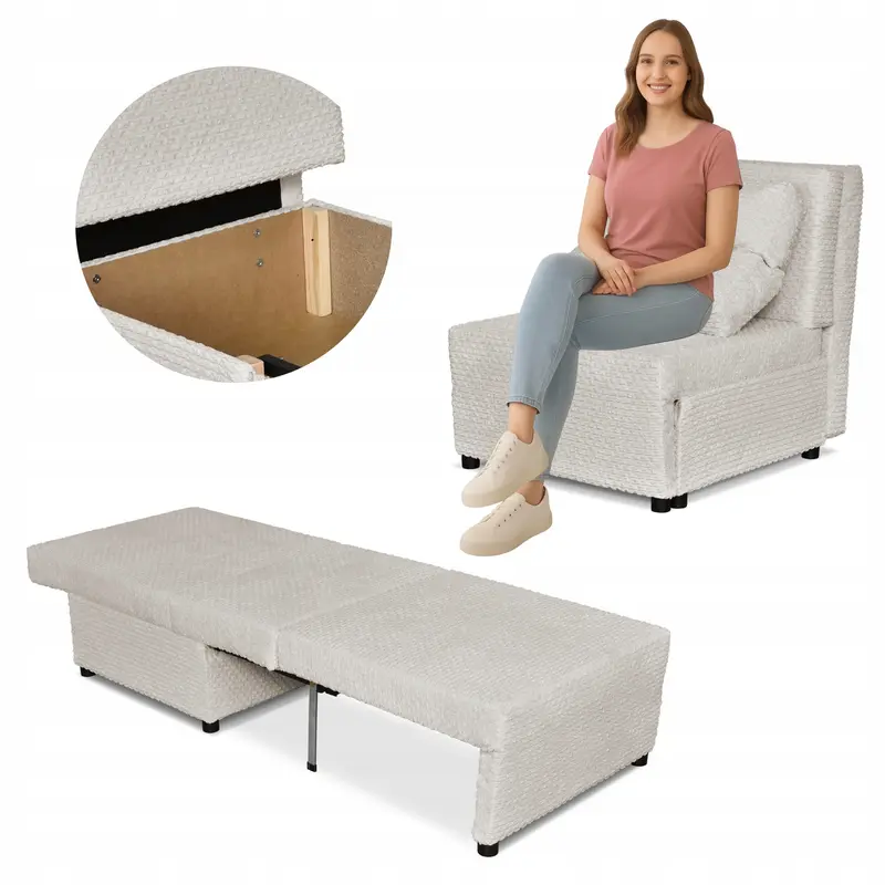 Sessel Kimo beige Stauraum Schlaffunktion