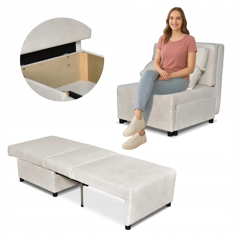 Sessel Kimo beige Stauraum Schlaffunktion
