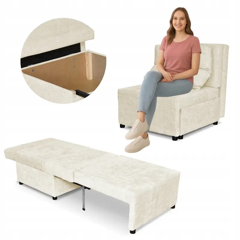 Sessel Kimo beige Stauraum Schlaffunktion