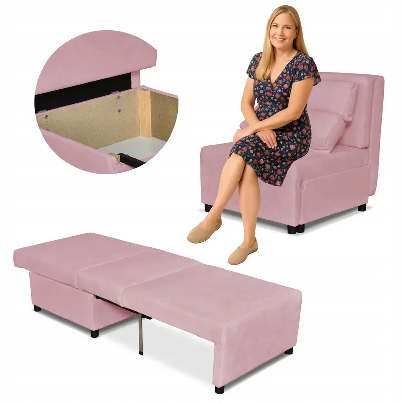 Sessel Kimo rosa Stauraum Schlaffunktion