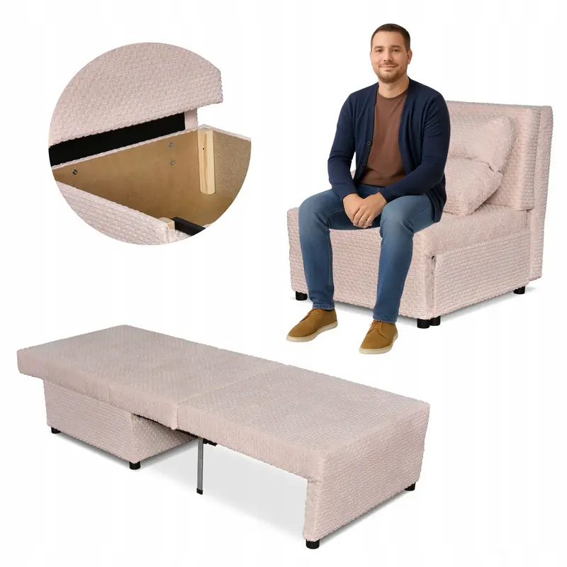 Sessel Kimo rosa Stauraum Schlaffunktion