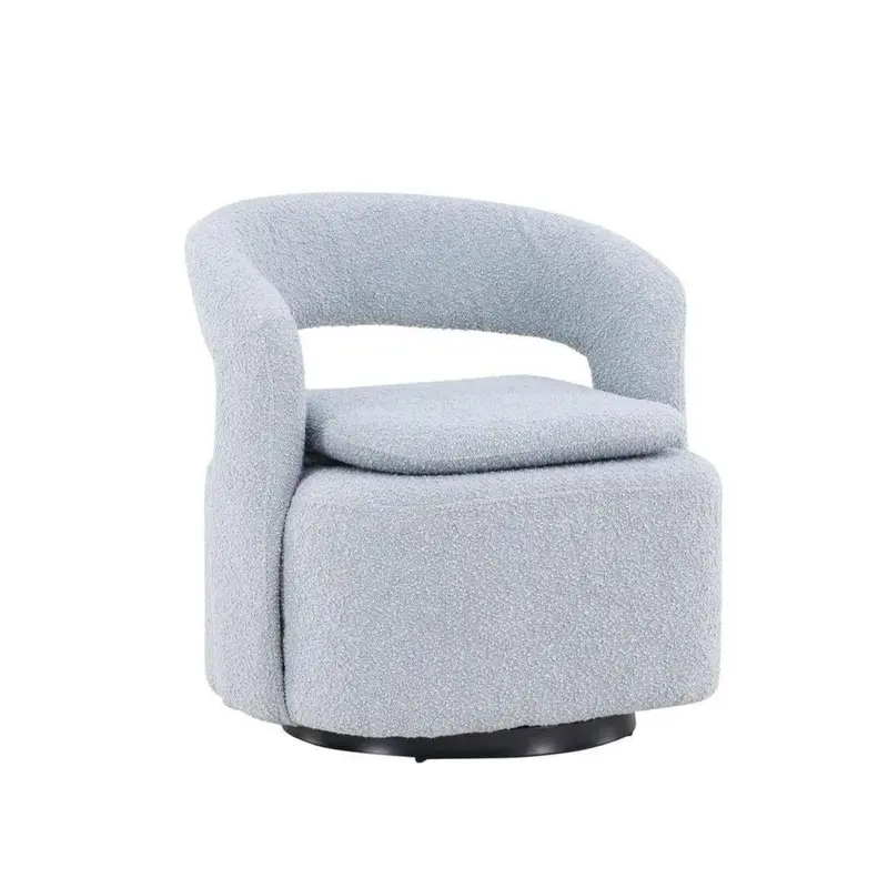 Sessel Laurel Drehsessel aus Teddy Bouclé - Babyblau