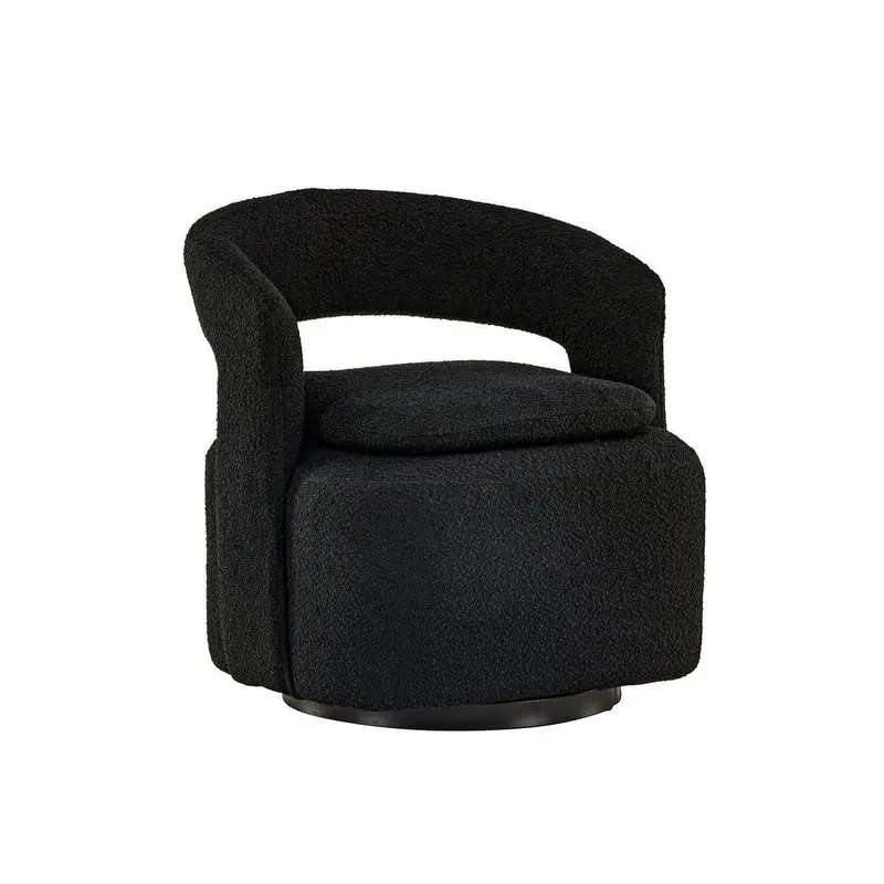 Sessel Laurel Drehsessel aus Teddy Bouclé - Schwarz