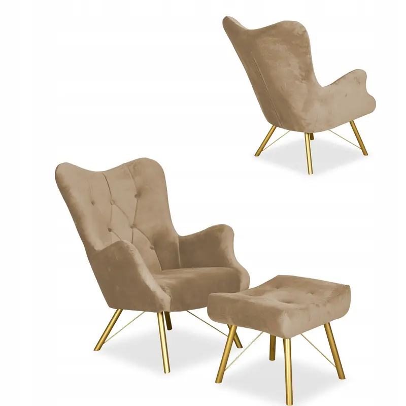 Sessel Luna beige Fußhocker Ausführung Luna Royal 05
