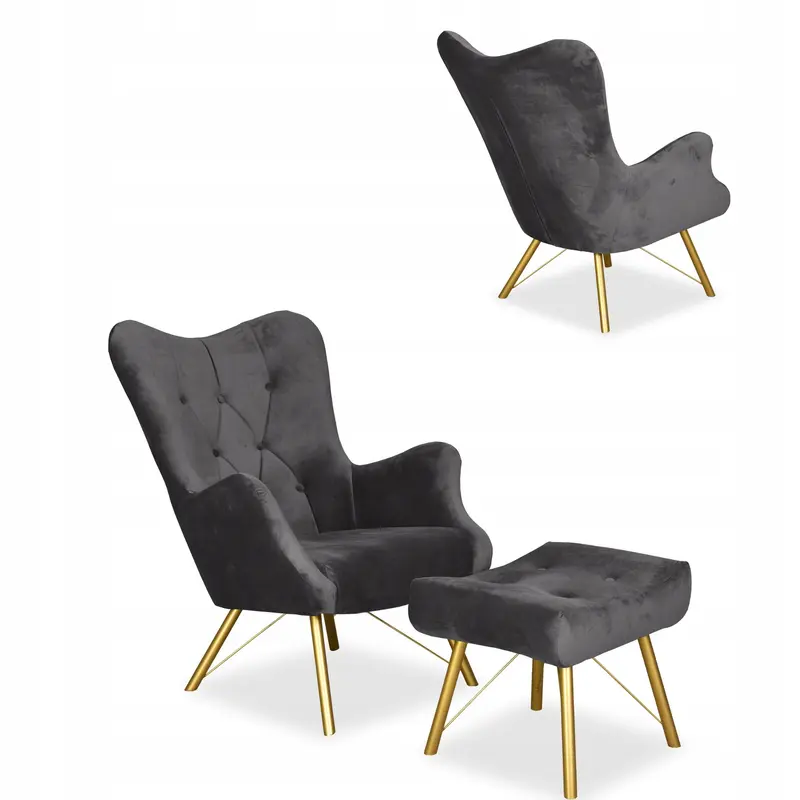 Sessel Luna dunkel / grau Fußhocker Ausführung Luna Royal 38