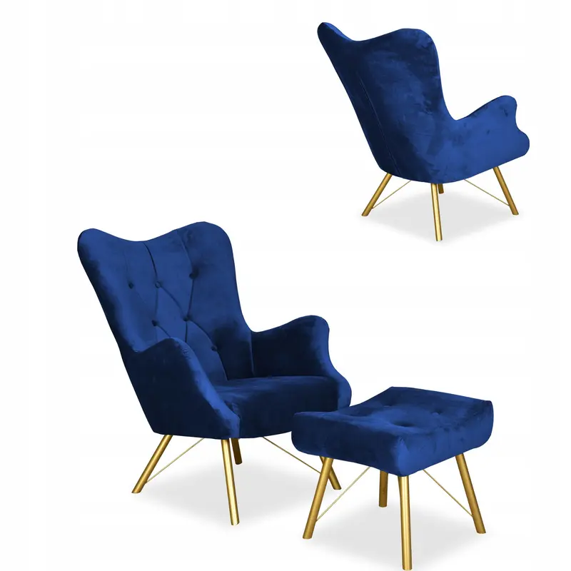 Sessel Luna dunkelblau Fußhocker Ausführung Luna Royal 22