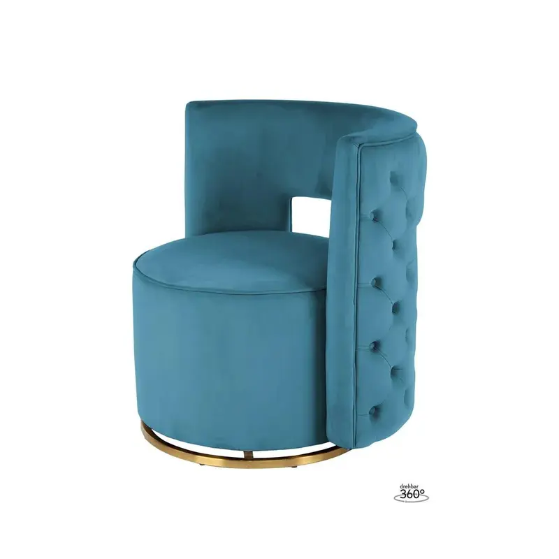 Sessel – Samtbezug, Zierknöpfe, Drehfunktion, Petrol Gold - Beverly | Kayoom