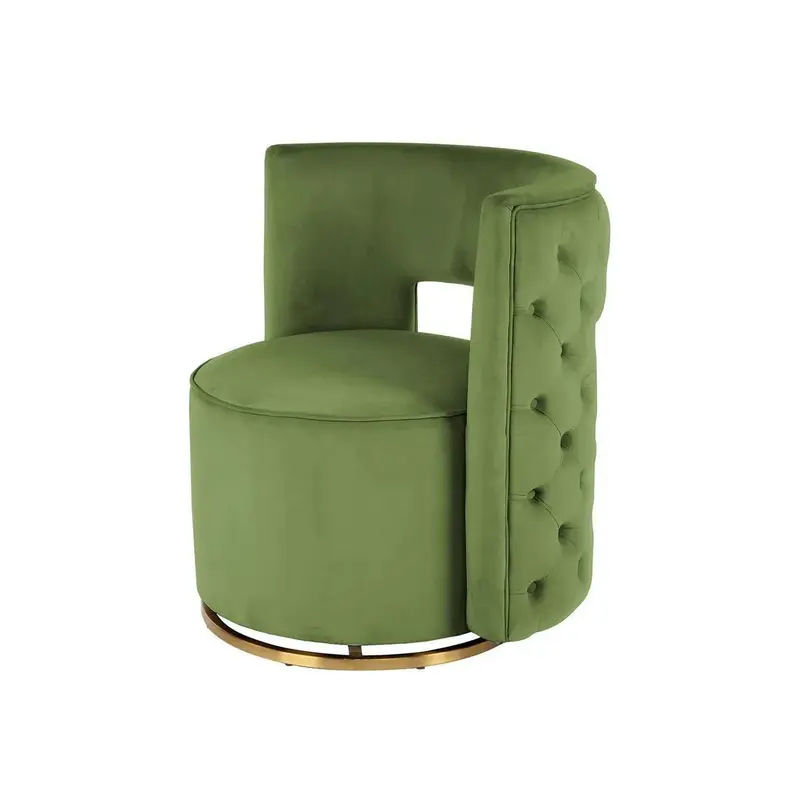 Sessel – Samtbezug, Zierknöpfe, Drehfunktion, Pistaziengrün Gold - Beverly | Kayoom