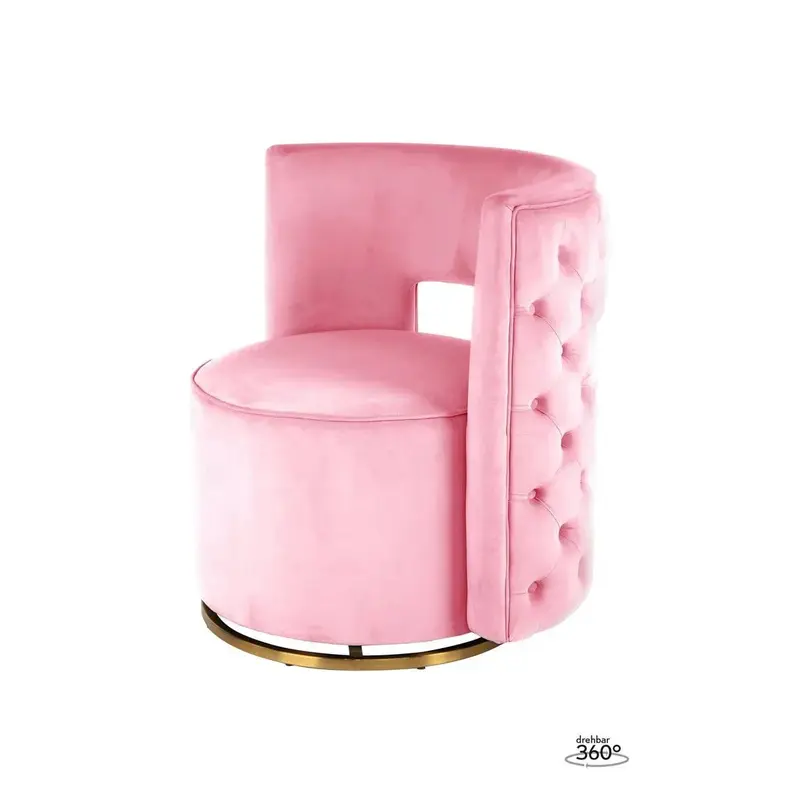 Sessel – Samtbezug, Zierknöpfe, Drehfunktion, Rosa Gold - Beverly | Kayoom