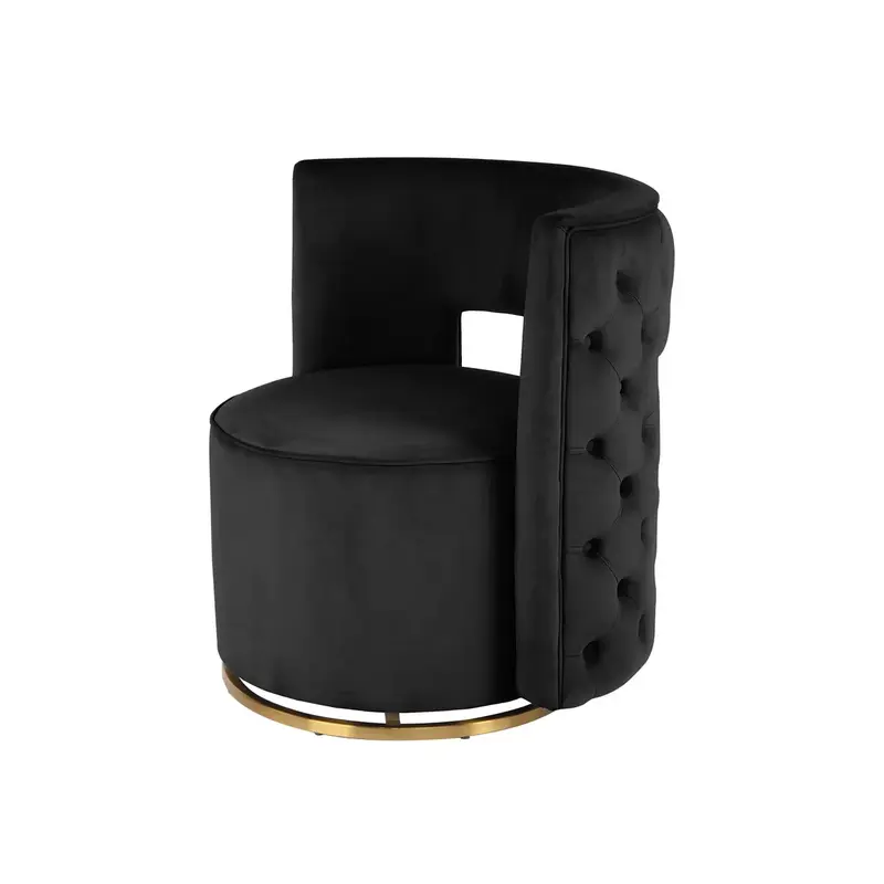 Sessel – Samtbezug, Zierknöpfe, Drehfunktion, Schwarz Gold - Beverly | Kayoom