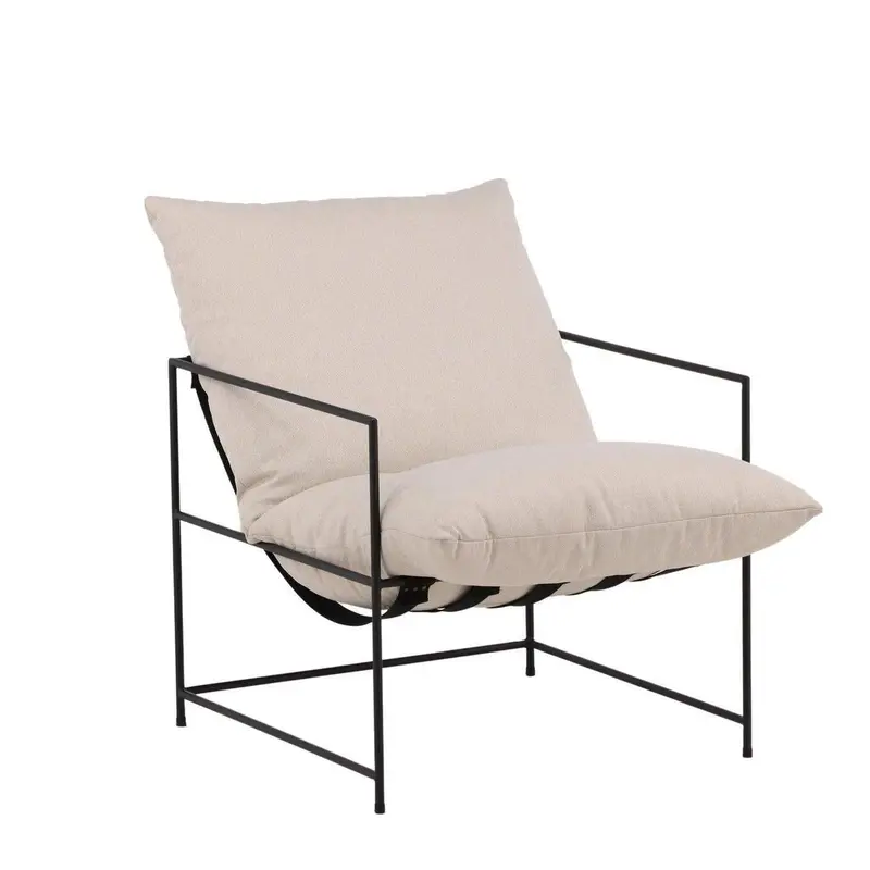 Sessel Sedalia aus Leinen mit Metallgestell - Schwarz