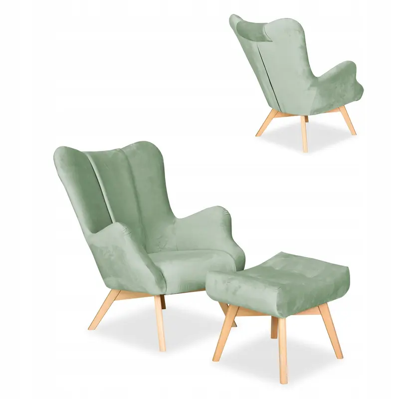 Sessel Vika mintgrün Fußhocker Ausführung Vika Royal v34