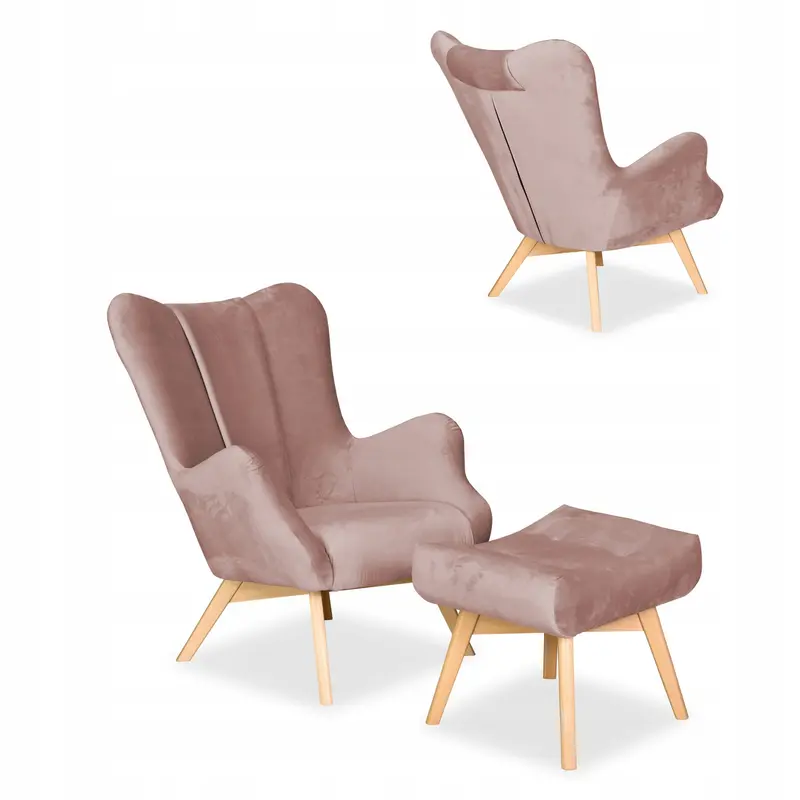 Sessel Vika rosa Fußhocker Ausführung Vika Royal v14