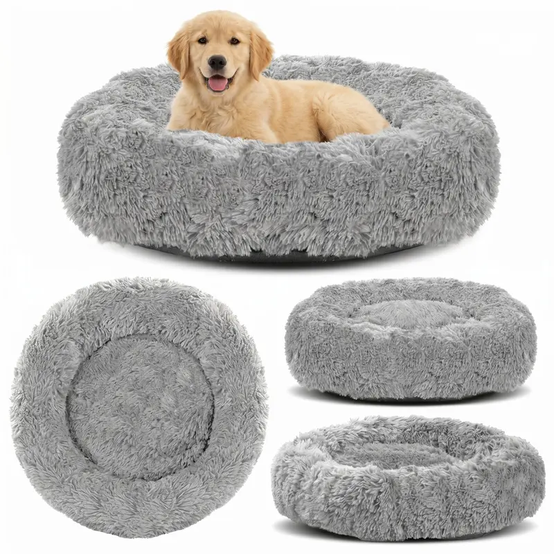 Shaggy-Hundebett 40 cm hellgrau
