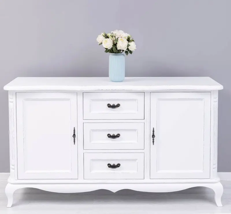 Sideboard aus Massivholz mit 2 Türen und 3 Schubladen | Barock Kommode mit geschwungenen Beinen