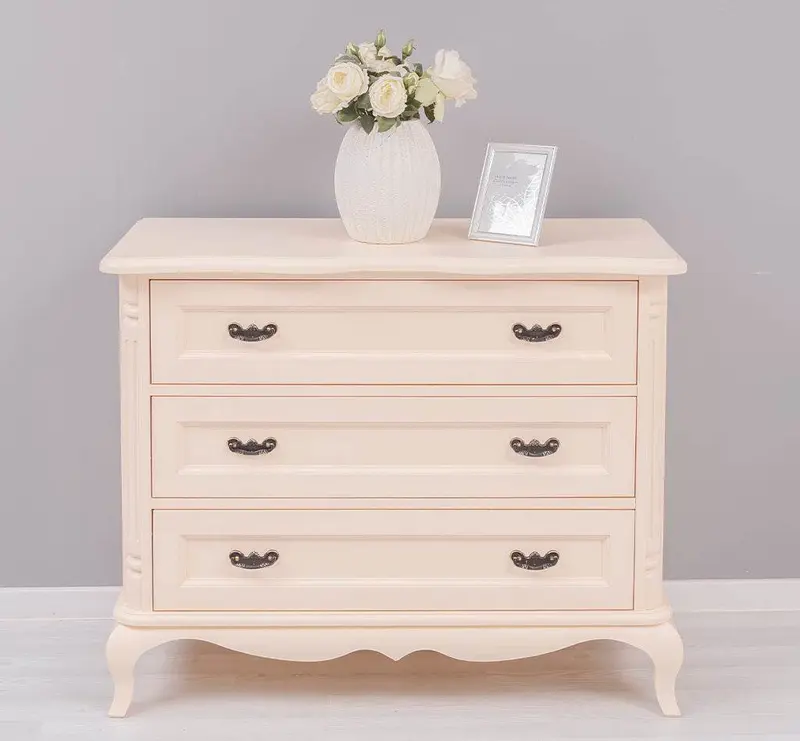 Sideboard aus Massivholz mit 3 Schubladen | Barock Kommode mit geschwungenen Füßen