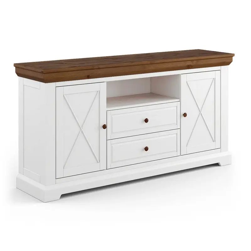 Sideboard aus Massivholz | Zweitürige Wohnzimmerkommode Marone Elite Tabacco mit zwei Schubladen