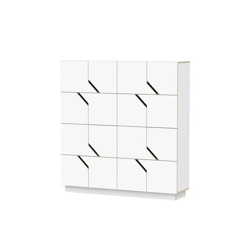 Sideboard – Birkensperrholz, Soft-Close Türen, Weißes HPL, 4x4 - Maze | RADIS