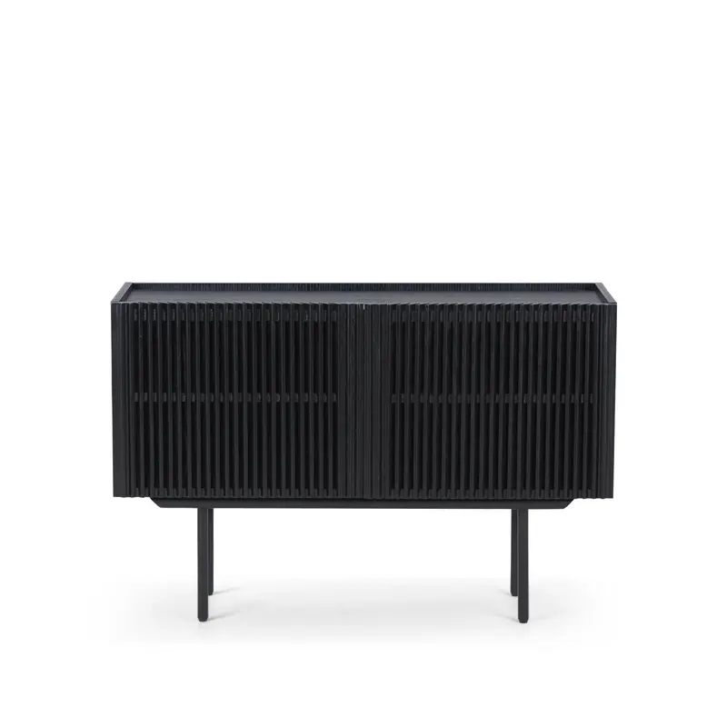 Sideboard - Eichenlamellen Schwarzeiche Metallfüße – Louvre | Njordec