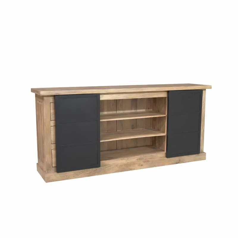 Sideboard – Mangoholz, Holzstreifen, Metalltüren – Noa | Starfurn