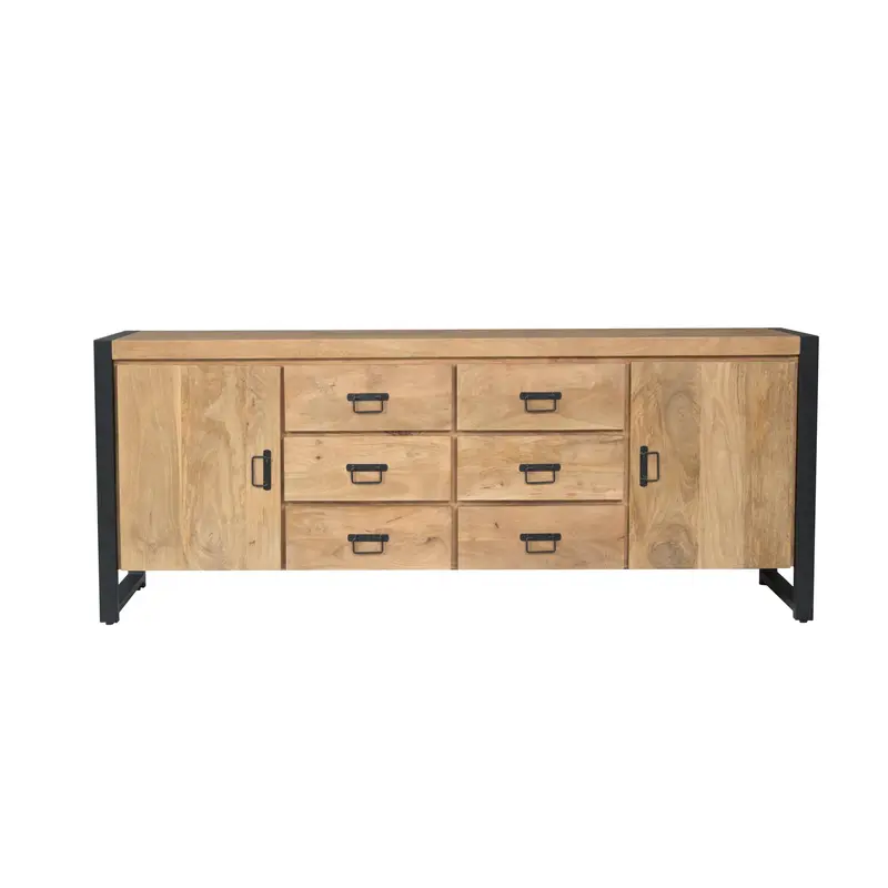 Sideboard – Mangoholz Korpus, Metallgestell, Natürliche Oberfläche – Britt | Starfurn