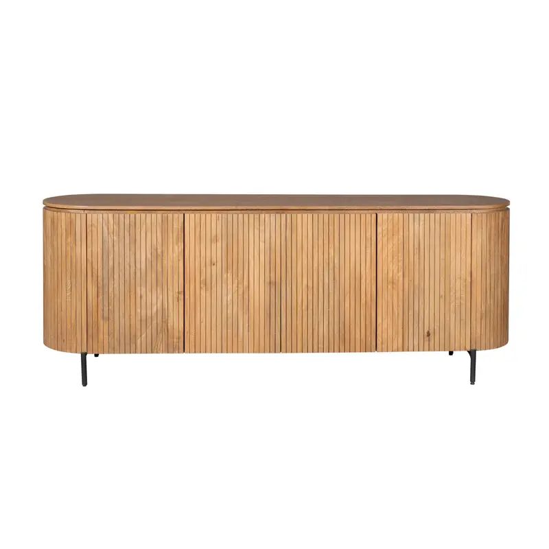 Sideboard – Mangoholz, Lattenmuster, Metallgestell – Solana | Starfurn