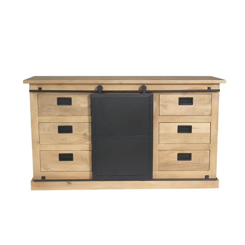 Sideboard – Mangoholz, Schwarzmetall, Naturfinish - Fresno | Starfurn
