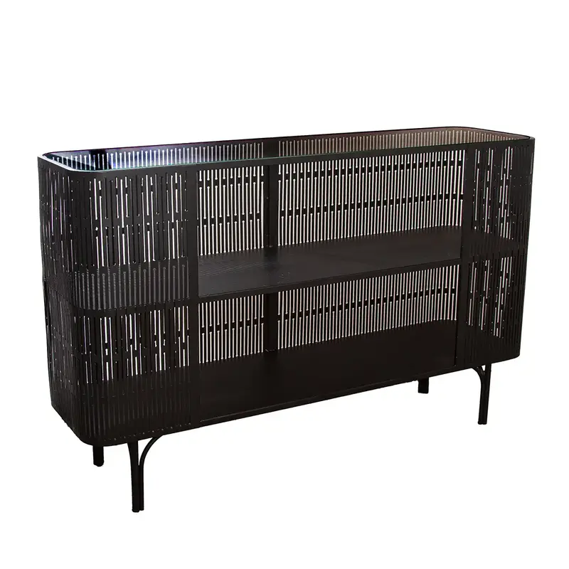 Sideboard – Minimalistische Metallform, Schwarze Eleganz, Schlanke Silhouette, 75,5 cm - Como | Gilde