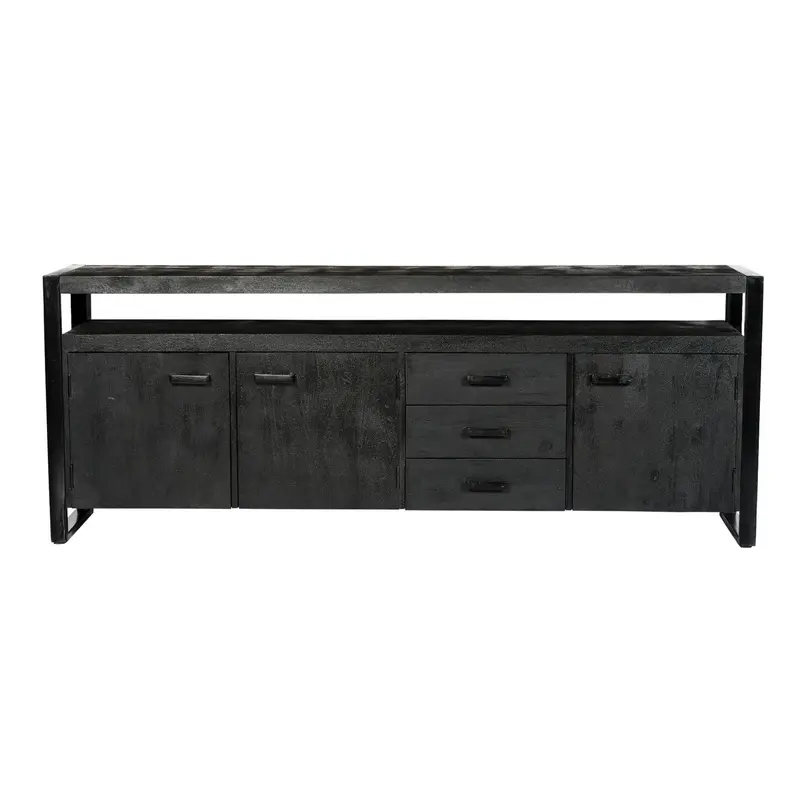 Sideboard Norris aus Mangoholz 210cm - Schwarz