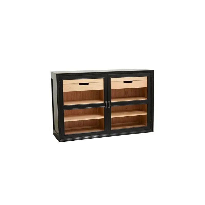 Sideboard Viva aus Gmelina Holz mit 2 Türen - Schwarz