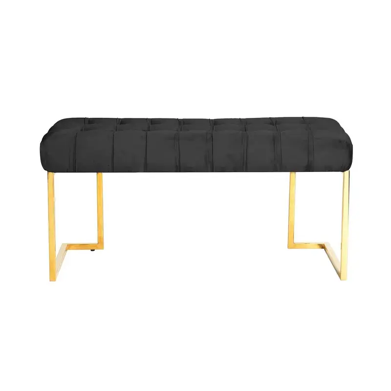 Sitzbank – Samtbezug, Knopfheftung, Goldgestell, Schwarz - Rarity 225 | Kayoom