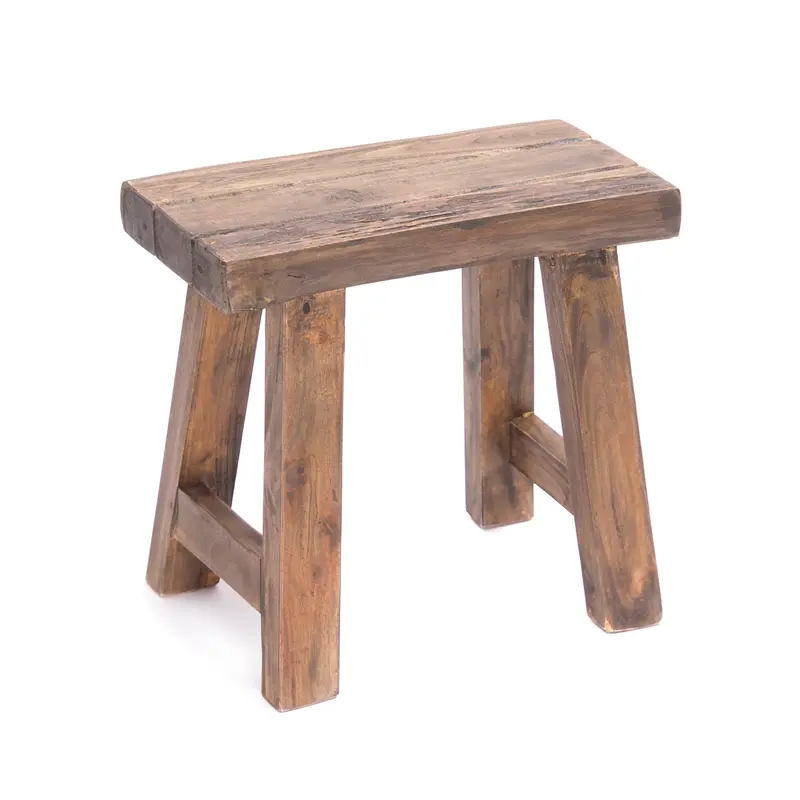 SITZHOCKER "RUSTIC" | 41 cm, Braun, Teak | Holz Hocker