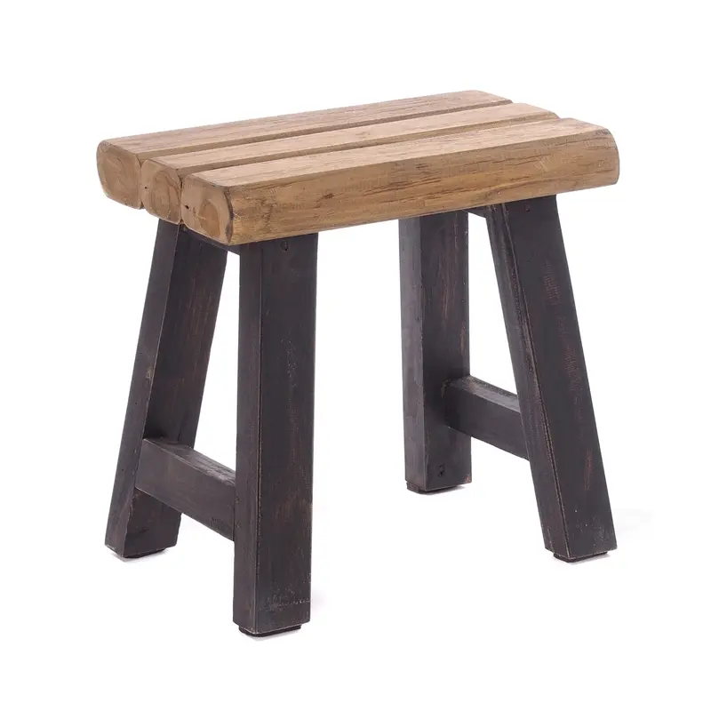 SITZHOCKER "RUSTIC" | 41x42x24cm (HxBxT), Teak | Holzhocker | Farbe