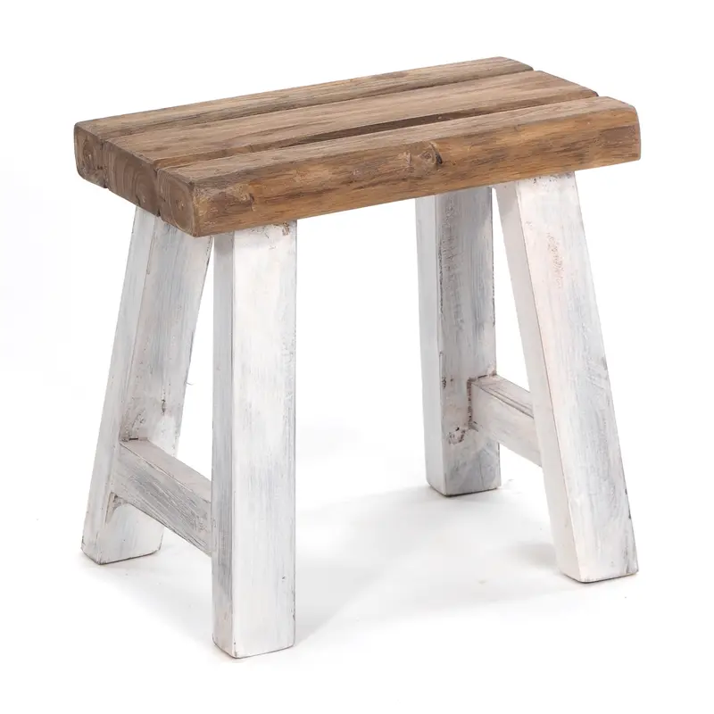 SITZHOCKER "RUSTIC" | 41x42x24cm (HxBxT), Teak | Holzhocker | Farbe
