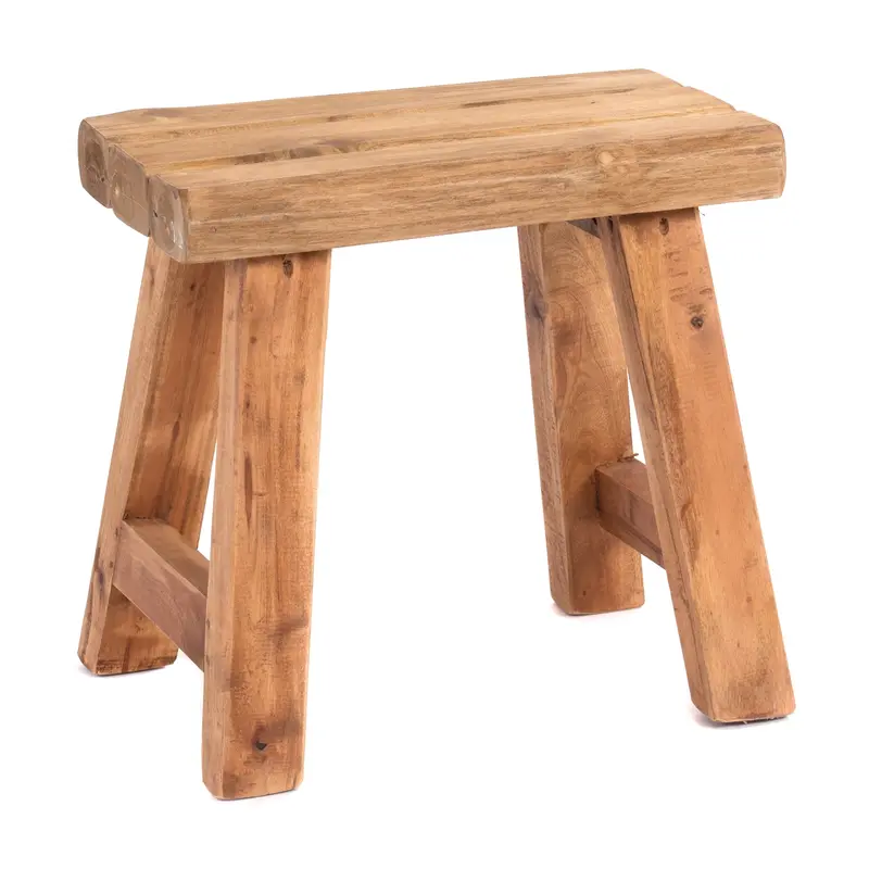 SITZHOCKER "RUSTIC" | 41x42x24cm (HxBxT), Teak | Holzhocker | Farbe