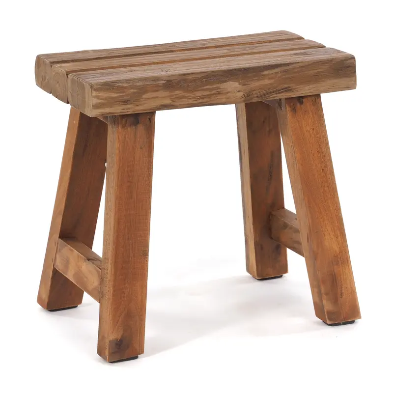 SITZHOCKER "RUSTIC" | 41x42x24cm (HxBxT), Teak | Holzhocker | Farbe