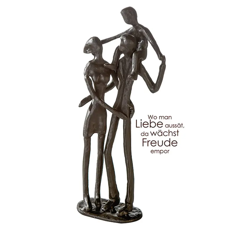 Skulptur Familie dreiköpfig aus Eisen brüniert 19cm