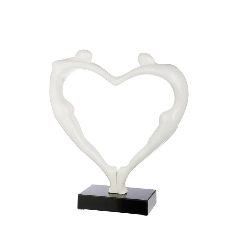 Skulptur – Glänzende Oberfläche, Herz Design, Marmorsockel - Herzpaar | Gilde