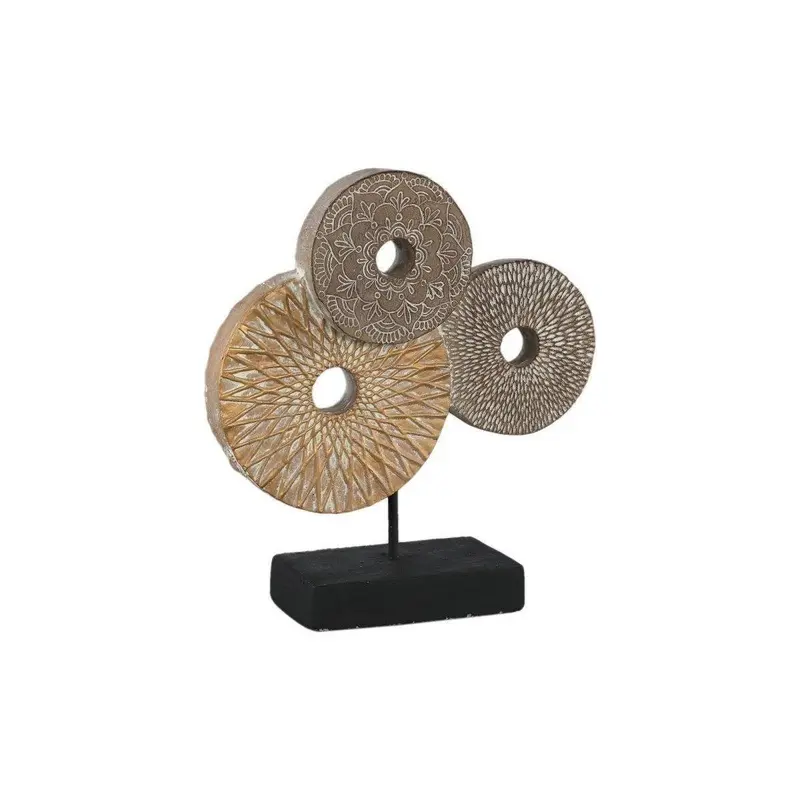 Skulptur – Goldfarbenes Polyresin, Kreisförmiges Design, Strukturierte Details – Celly | PTMD