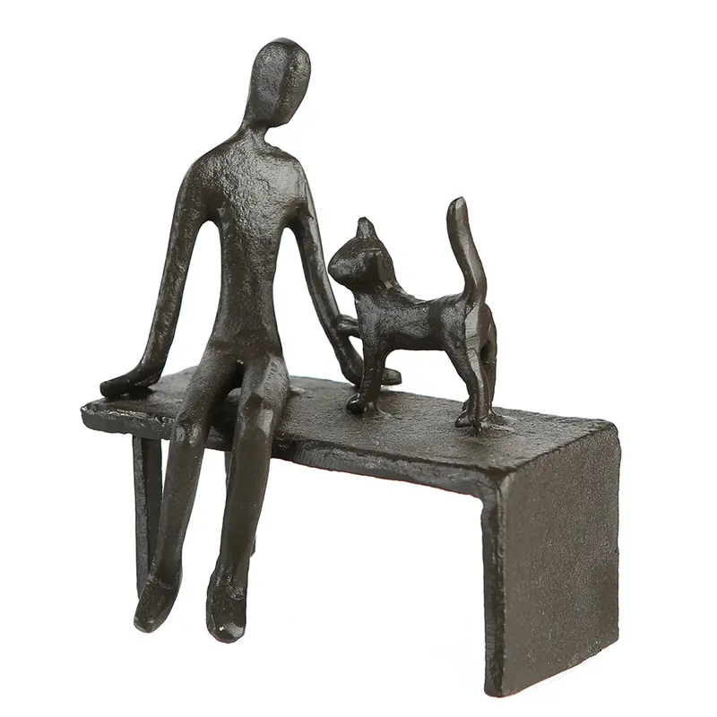 Skulptur – Katzenmotiv Design, Eisen Material, Strukturierte Oberfläche - Zuwendung | Gilde