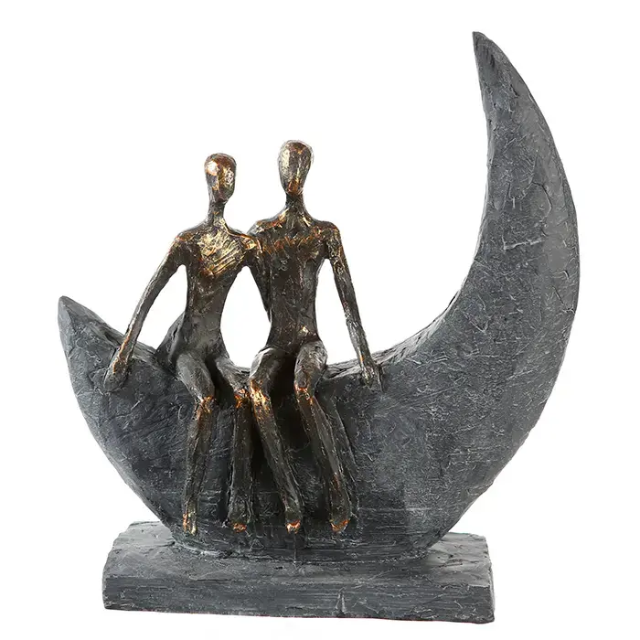Skulptur – Mattes Kunstharz, Strukturierte Oberfläche, Paarmotiv, 23 cm - Moon | Gilde