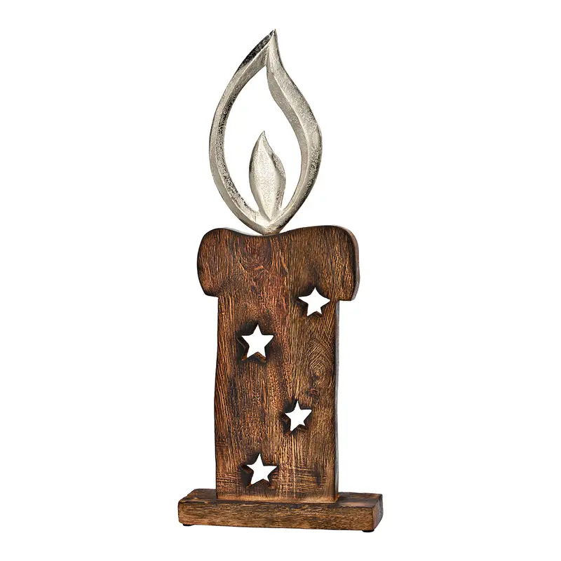 Skulptur mit Mangoholz braunem Metalldetail & rustikaler Oberfläche | Wurm