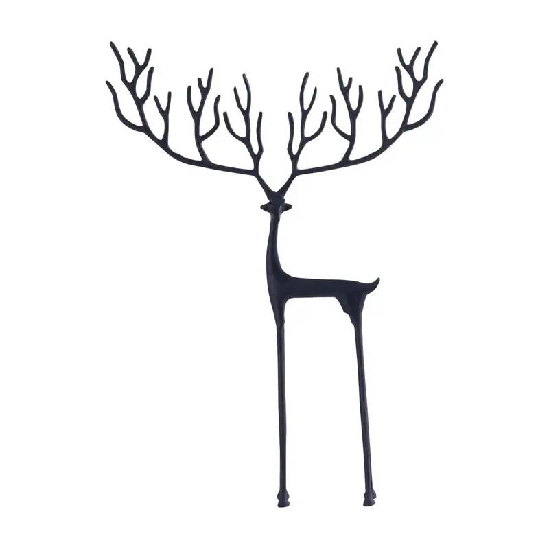 Skulptur – Schwarzes Aluminium, Hirsch-Design, Verzweigtes Geweih, L – Canaan | PTMD