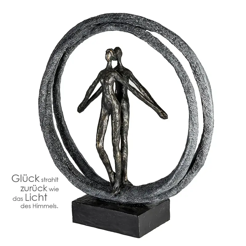 Skulptur – Strukturiertes Kunstharz, Bronze Grau, Paarmotiv, 40 cm - Paar im Ring | Gilde