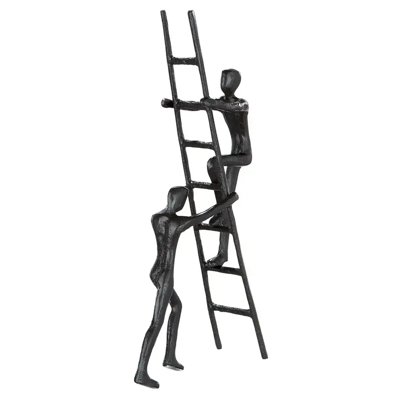 Skulptur – Symbolische Gestaltung, Strukturierte Eisenoberfläche, Edler Braunton, 23,5 cm - Teamwork | Gilde