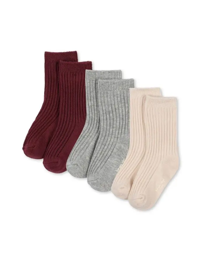 Socken Rib 3er-Set I Mix Pack Bordeaux