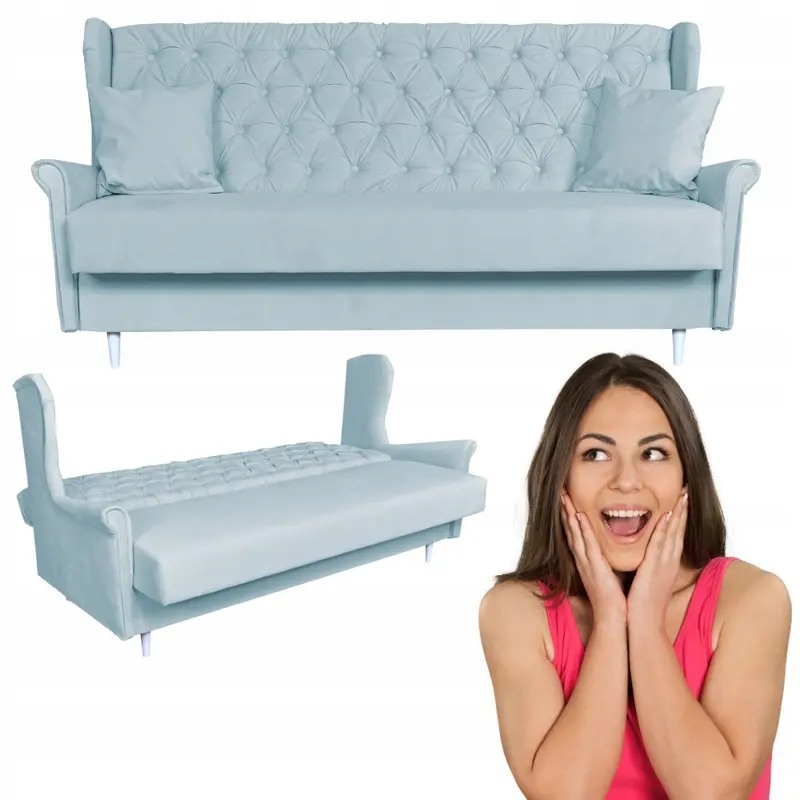 Sofa Gaja blau Samtoptik Ausführung Trinity 22