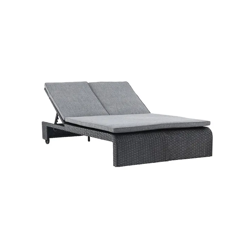 Sonnenliege London aus Polyrattan - Grau